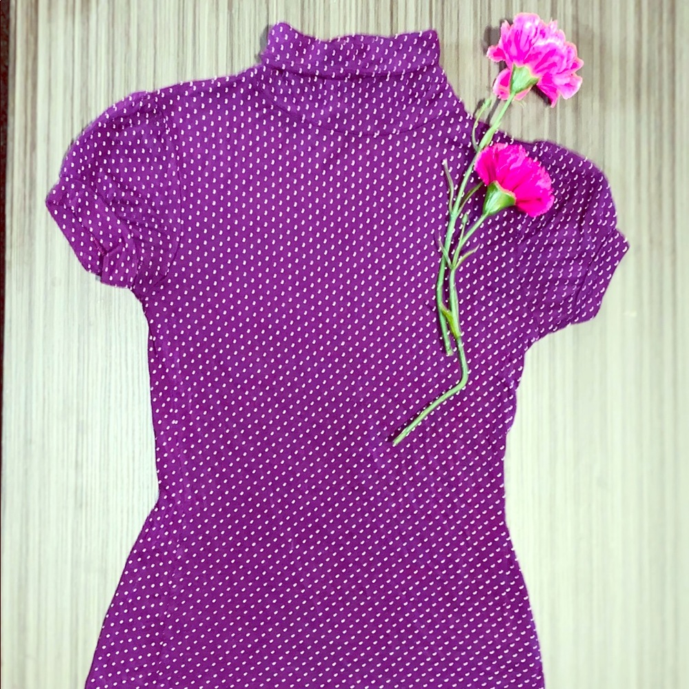 🔥SALE!  Purple Fitted Semi mock neck Blouse.